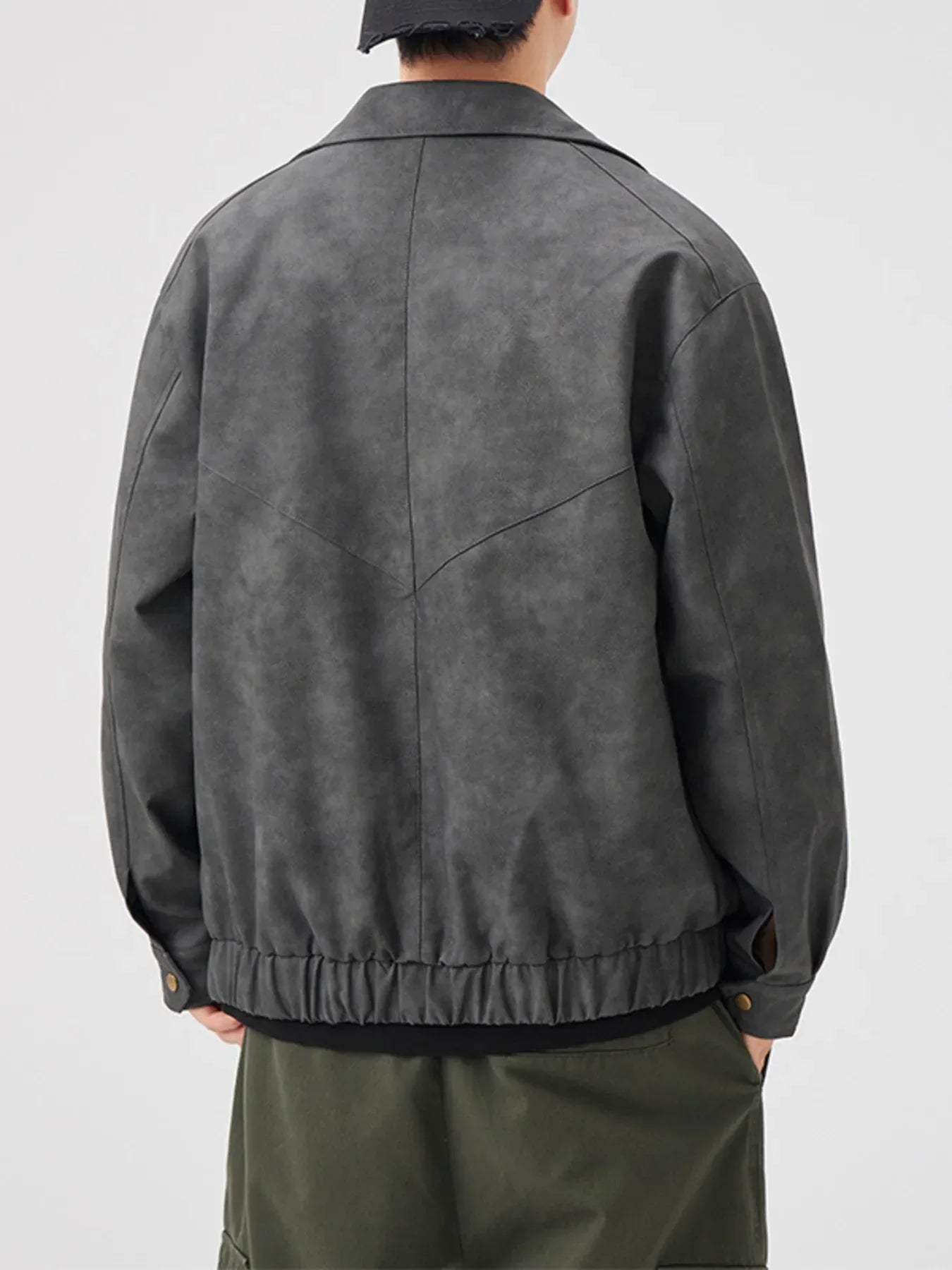 Men's Plus Size Vintage Style Zip Up Leather Jacket