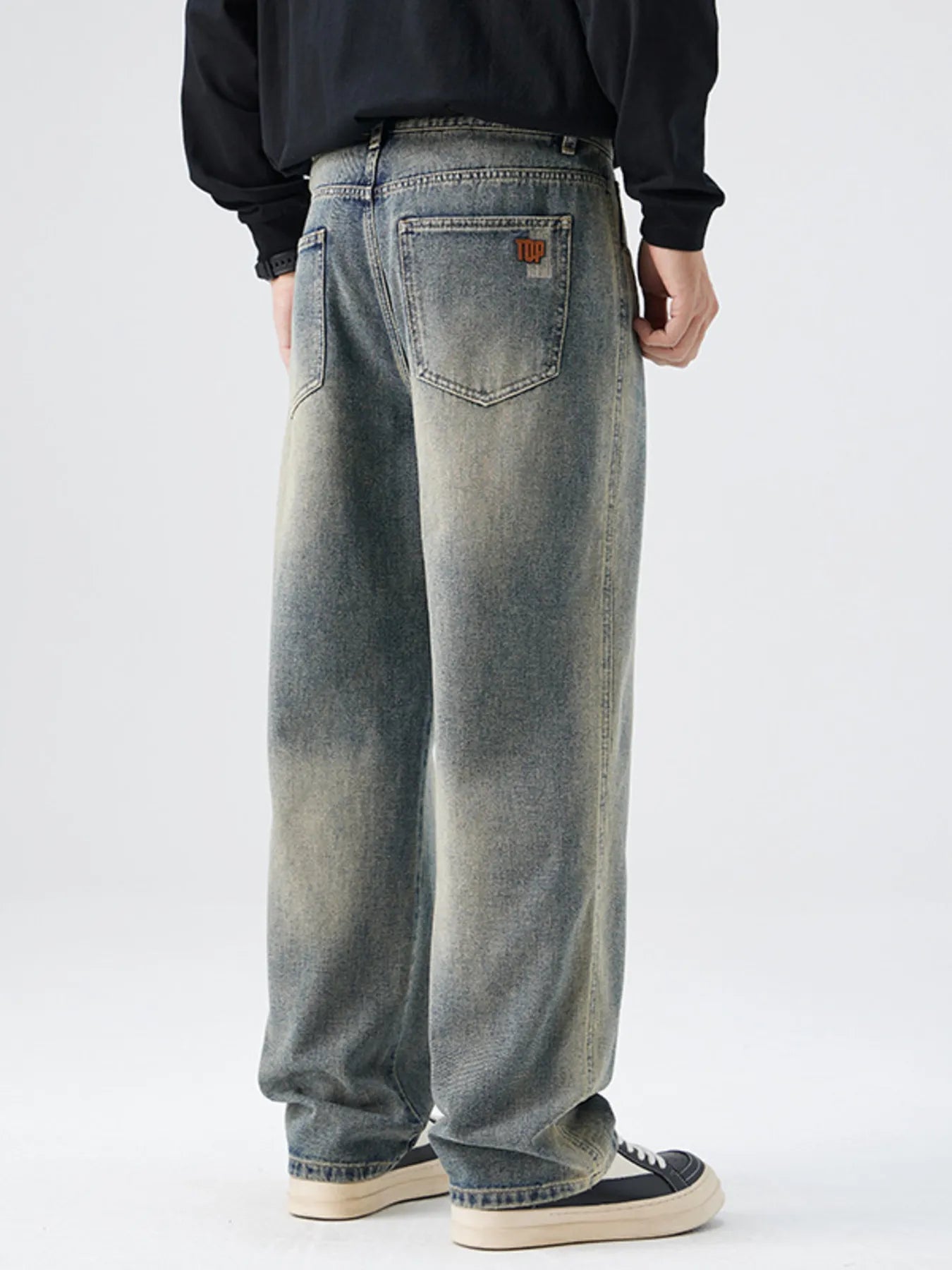 Men's Plus Size Washed Wide Leg Jeans Plus Size