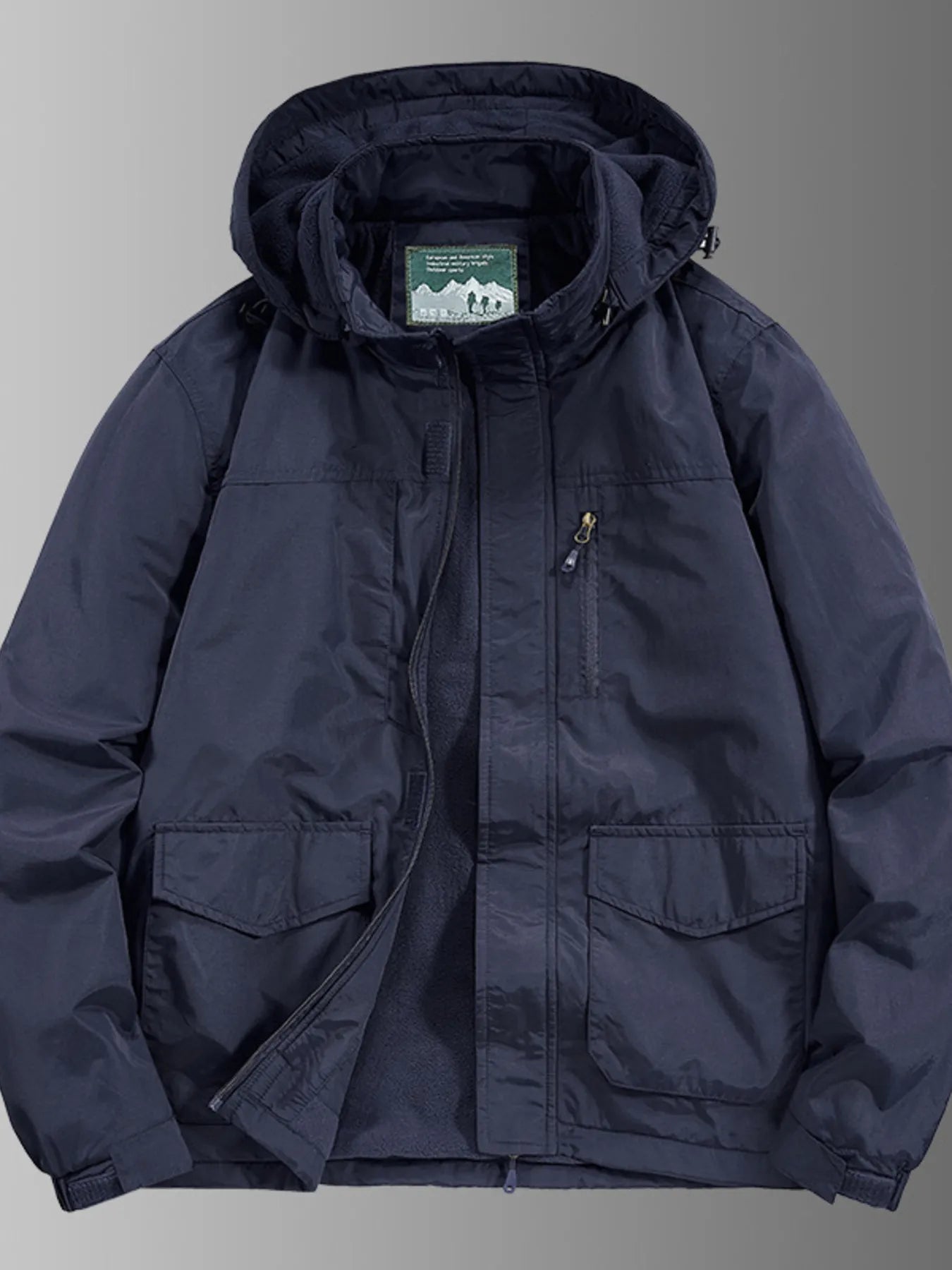 Men's Plus Size Waterproof Hooded Outdoor Jacket Dark Blue / M