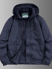 Men's Plus Size Waterproof Hooded Outdoor Jacket Dark Blue / M
