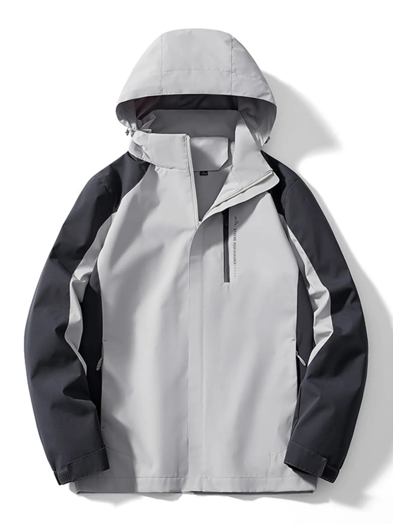 Men's Plus Size Waterproof Hooded Outdoor Jacket Gray / L