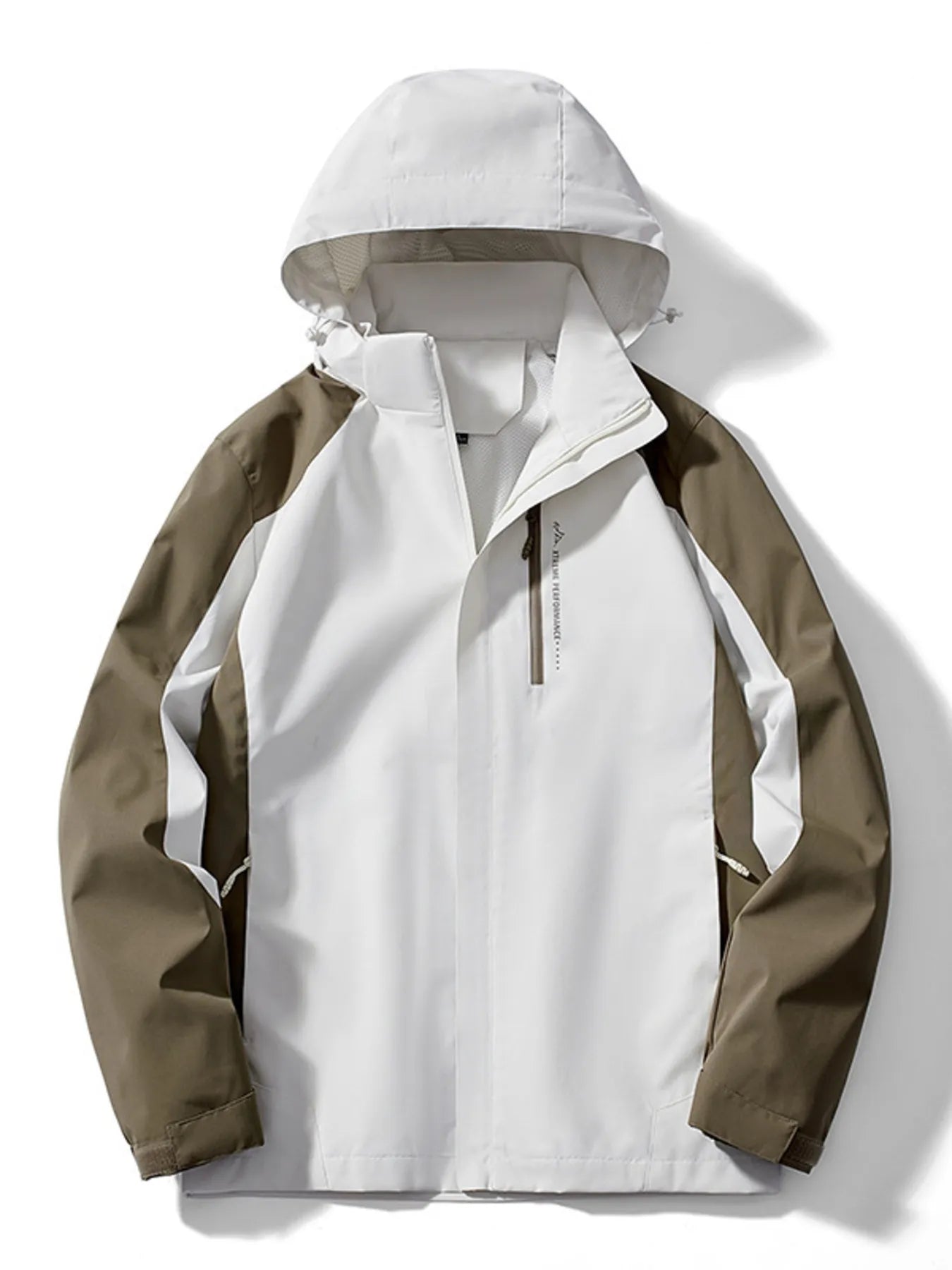 Men's Plus Size Waterproof Hooded Outdoor Jacket Ivory / L