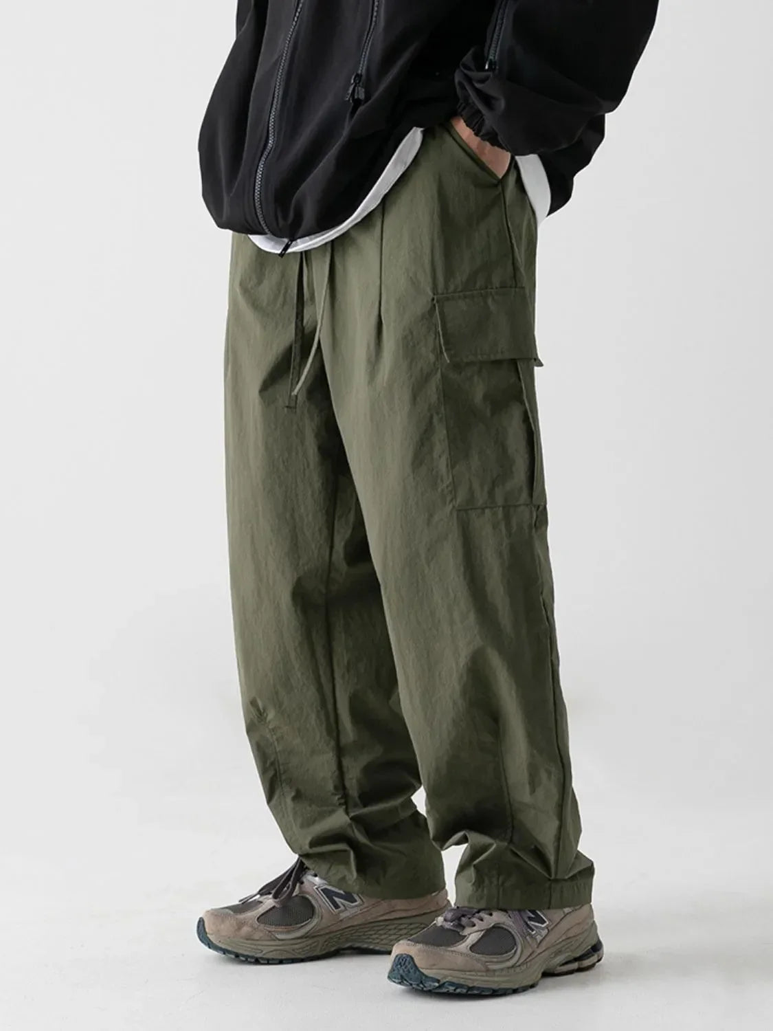 Men's Plus Size Wide Leg Cargo Pants Army Green / M