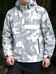 Men's Plus Size Windproof Outdoor Jacket White And Gray / M