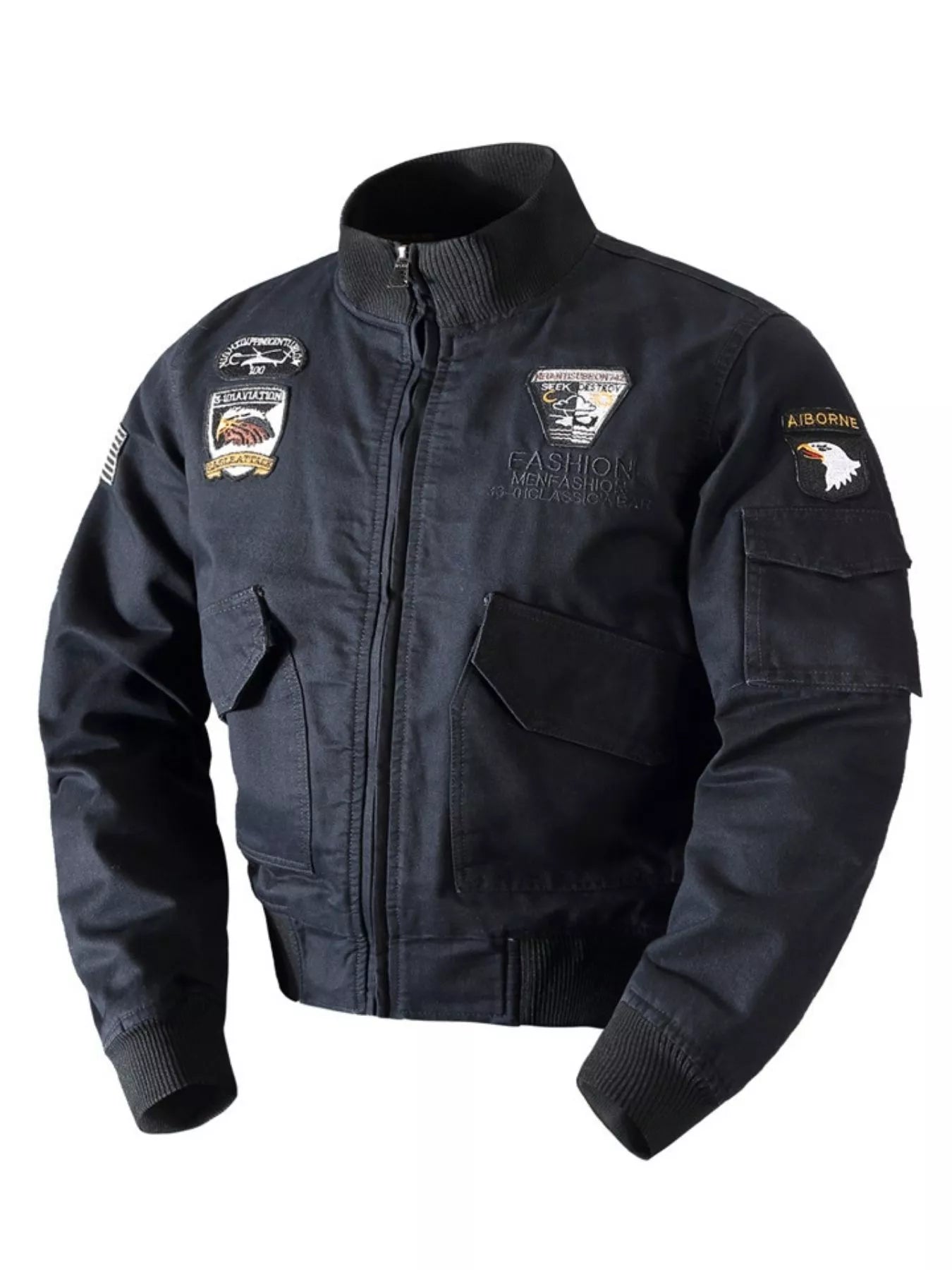 Men's Plus Size Zip Up Bomber Jacket Black / M