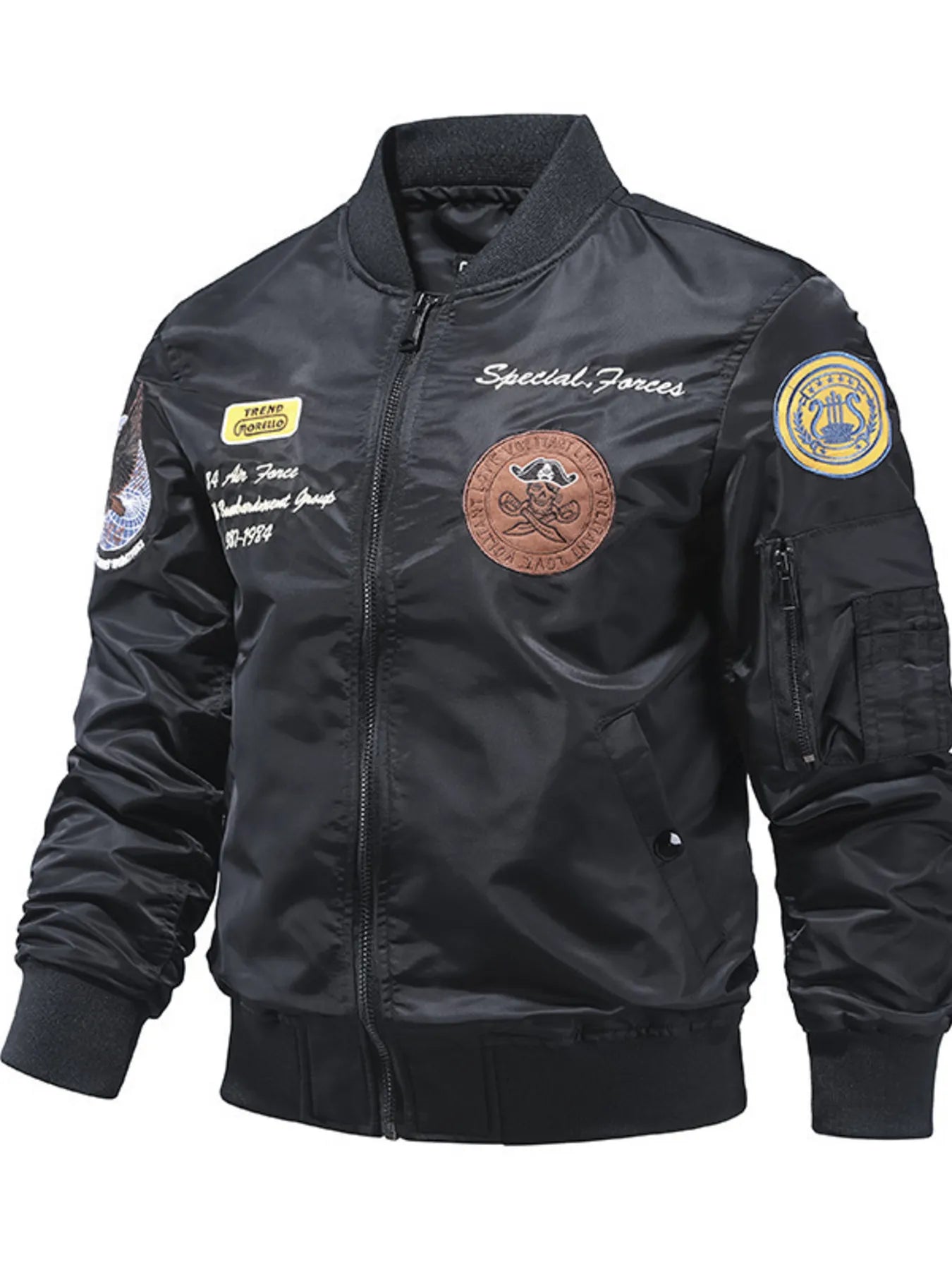 Men's Plus Size Zip Up Bomber Jacket Black / M