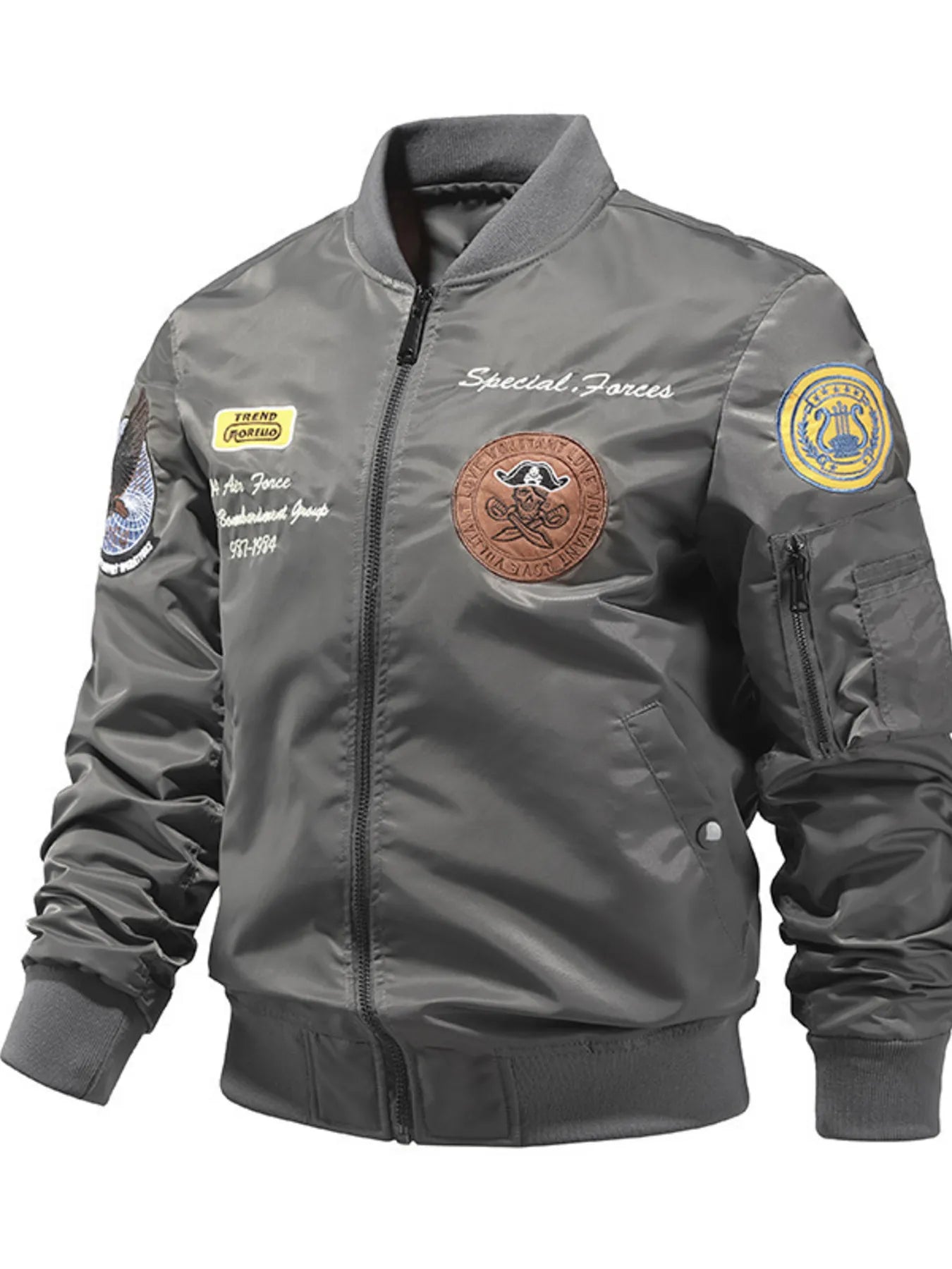 Men's Plus Size Zip Up Bomber Jacket Gray / M