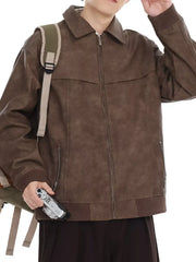 Men's Plus Size Zip Up Drop Shoulder Jacket