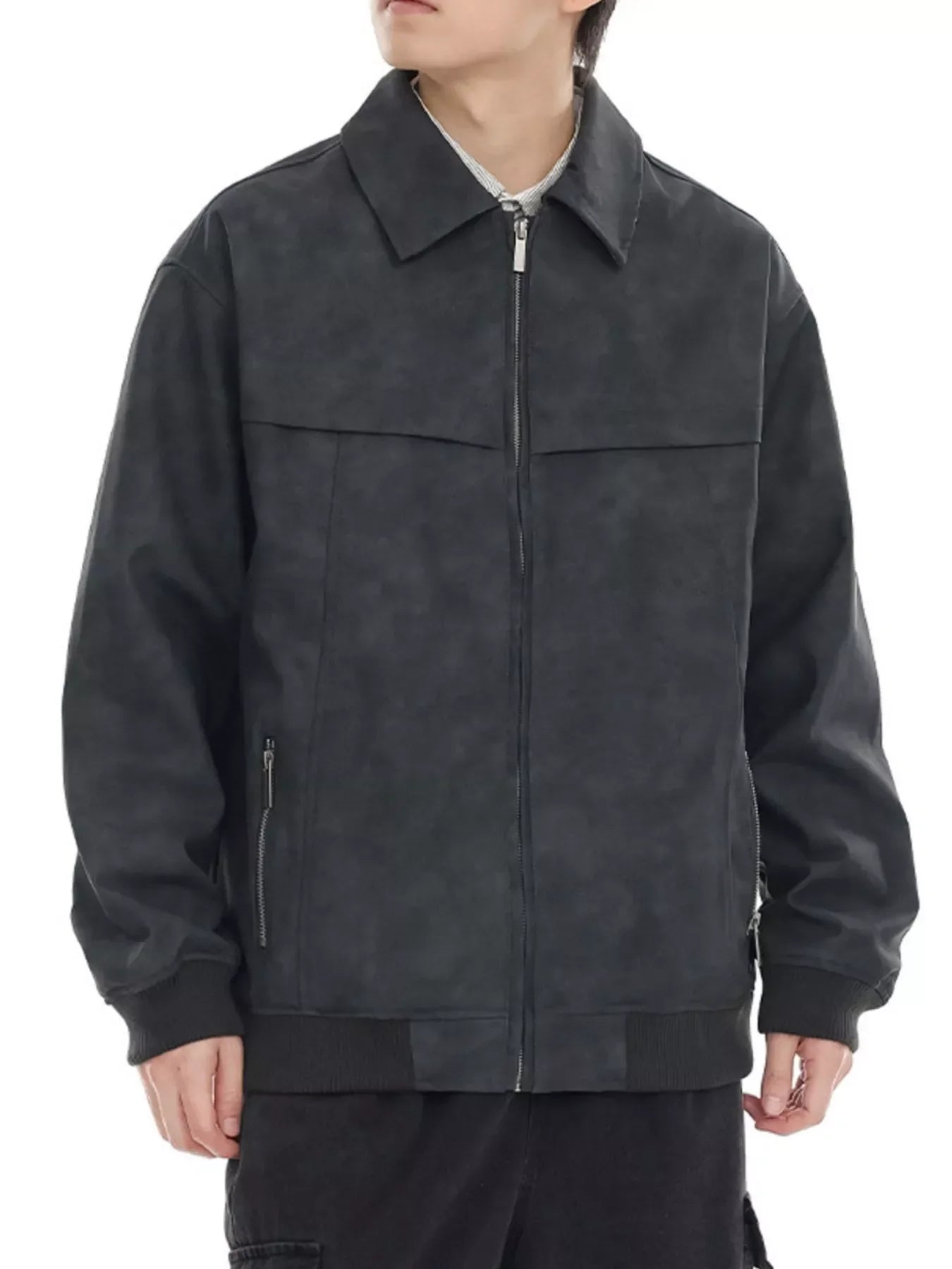 Men's Plus Size Zip Up Drop Shoulder Jacket