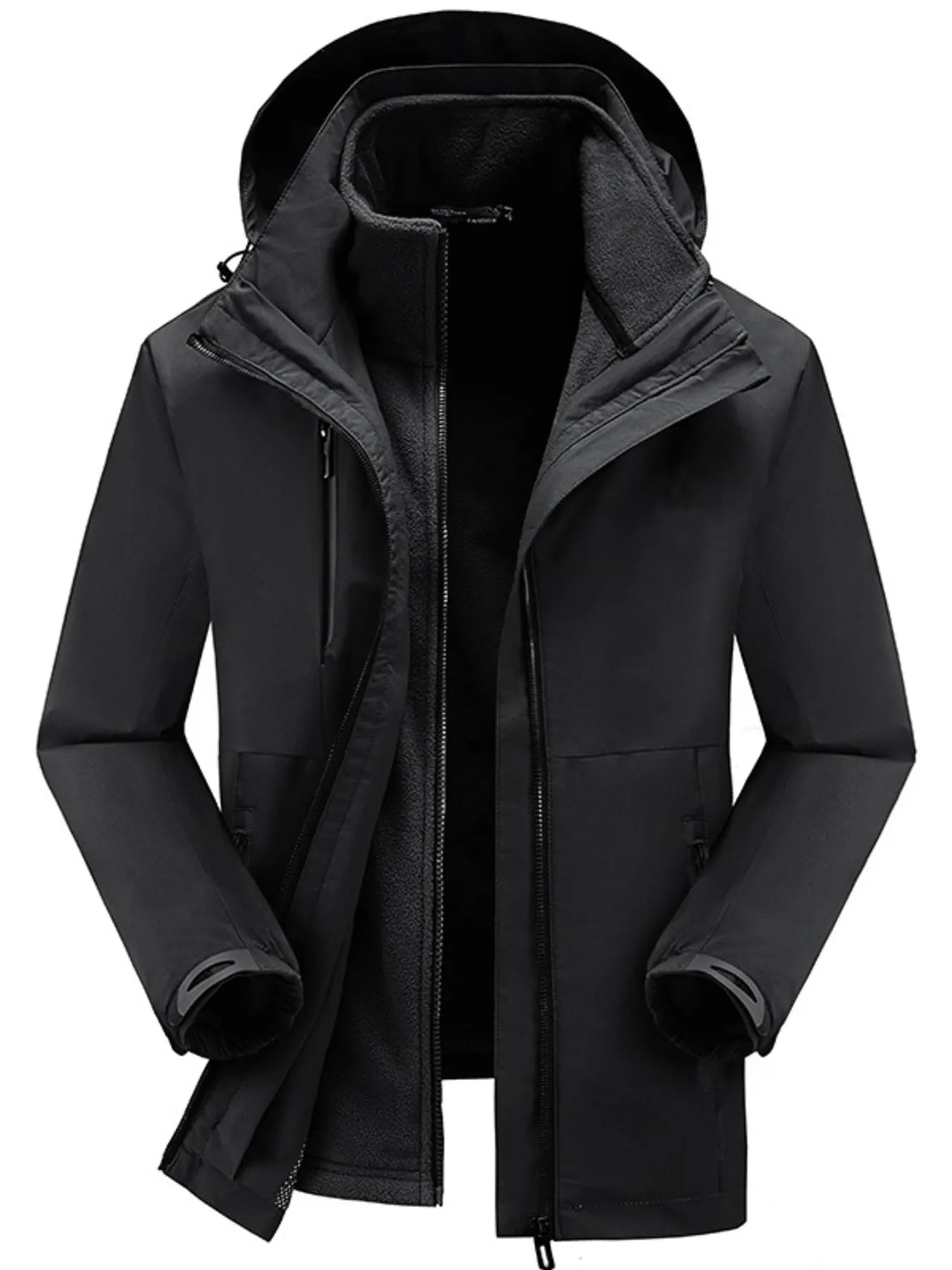 Men's Plus Size Zip Up Hooded Jacket Black / M