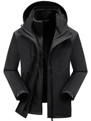 Men's Plus Size Zip Up Hooded Jacket Black / M