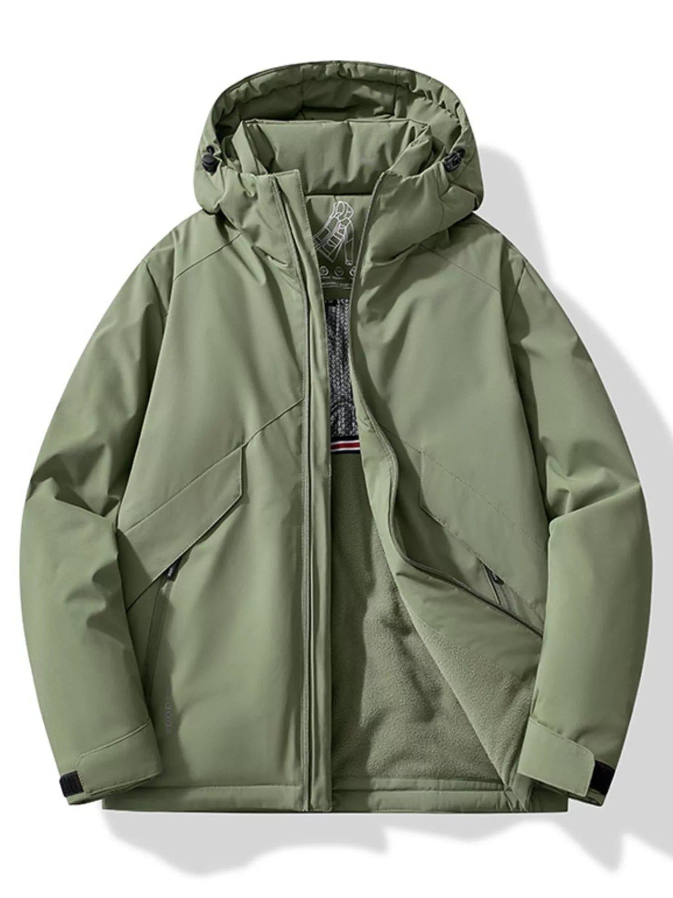 Men's Plus Size Zip Up Hooded Windproof Jacket Army Green / M