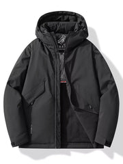 Men's Plus Size Zip Up Hooded Windproof Jacket Black / M