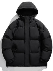 Men's Plus Size Zip Up Hooded Winter Coat Black / M