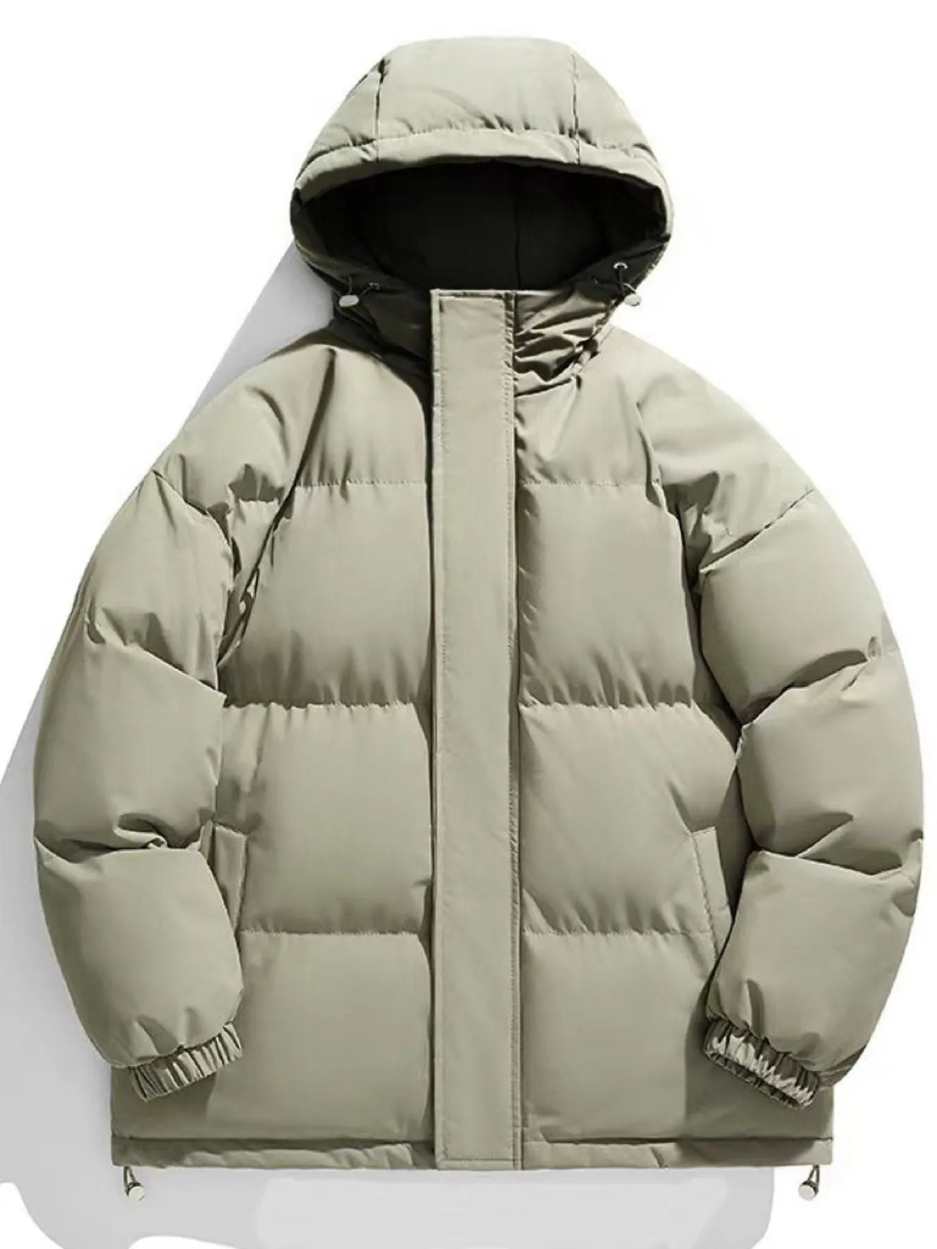 Men's Plus Size Zip Up Hooded Winter Coat Grass Green / M