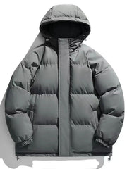 Men's Plus Size Zip Up Hooded Winter Coat Grey / M