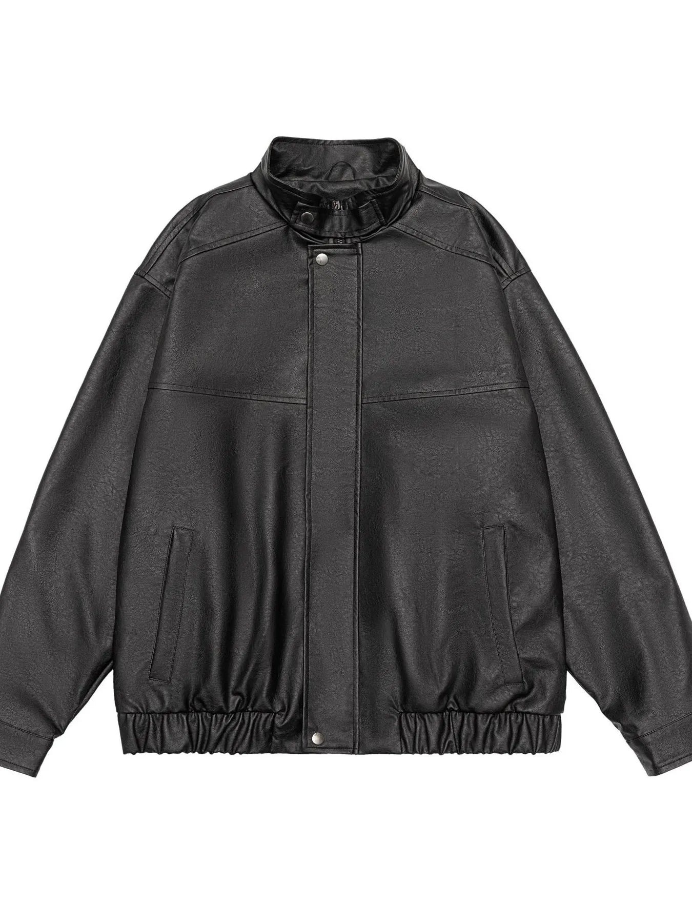 Men's Plus Size Zip Up Leather Bomber Jacket