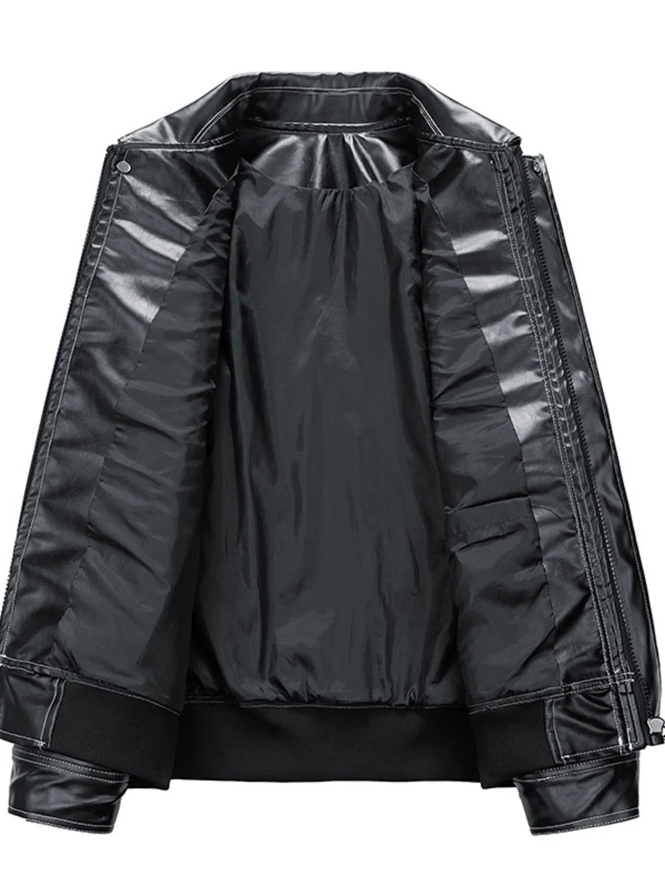 Men's Plus Size Zip Up Leather Jacket