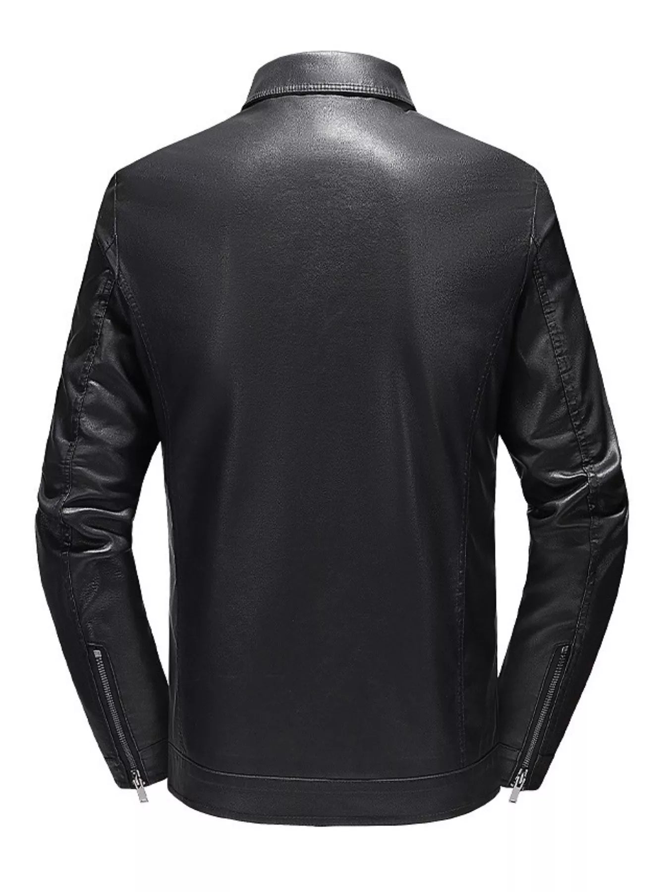 Men's Plus Size Zip Up Leather Jacket