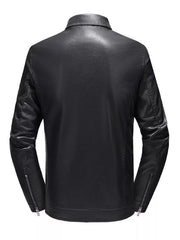 Men's Plus Size Zip Up Leather Jacket