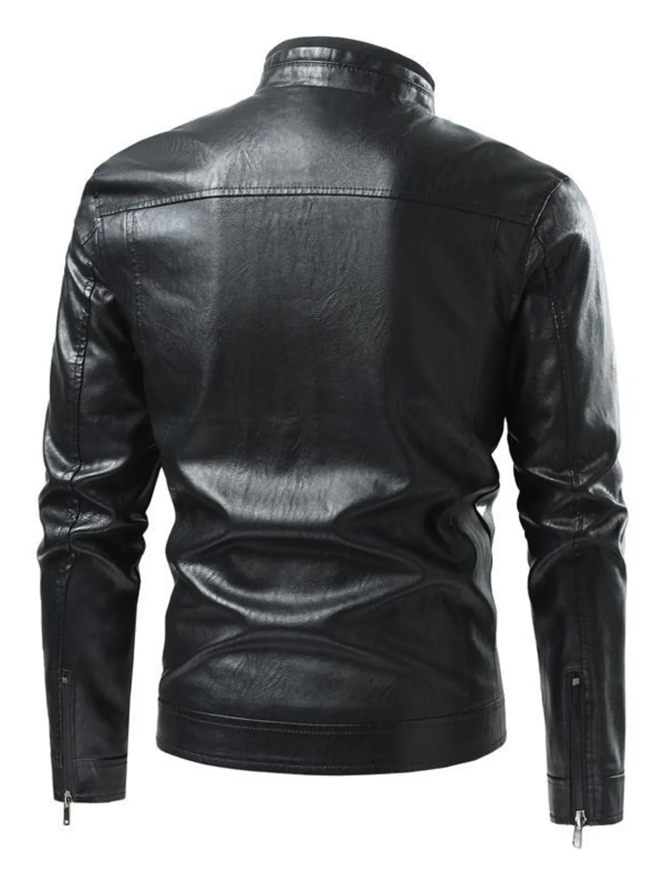 Men's Plus Size Zip Up Leather Moto Jacket