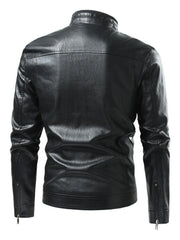 Men's Plus Size Zip Up Leather Moto Jacket