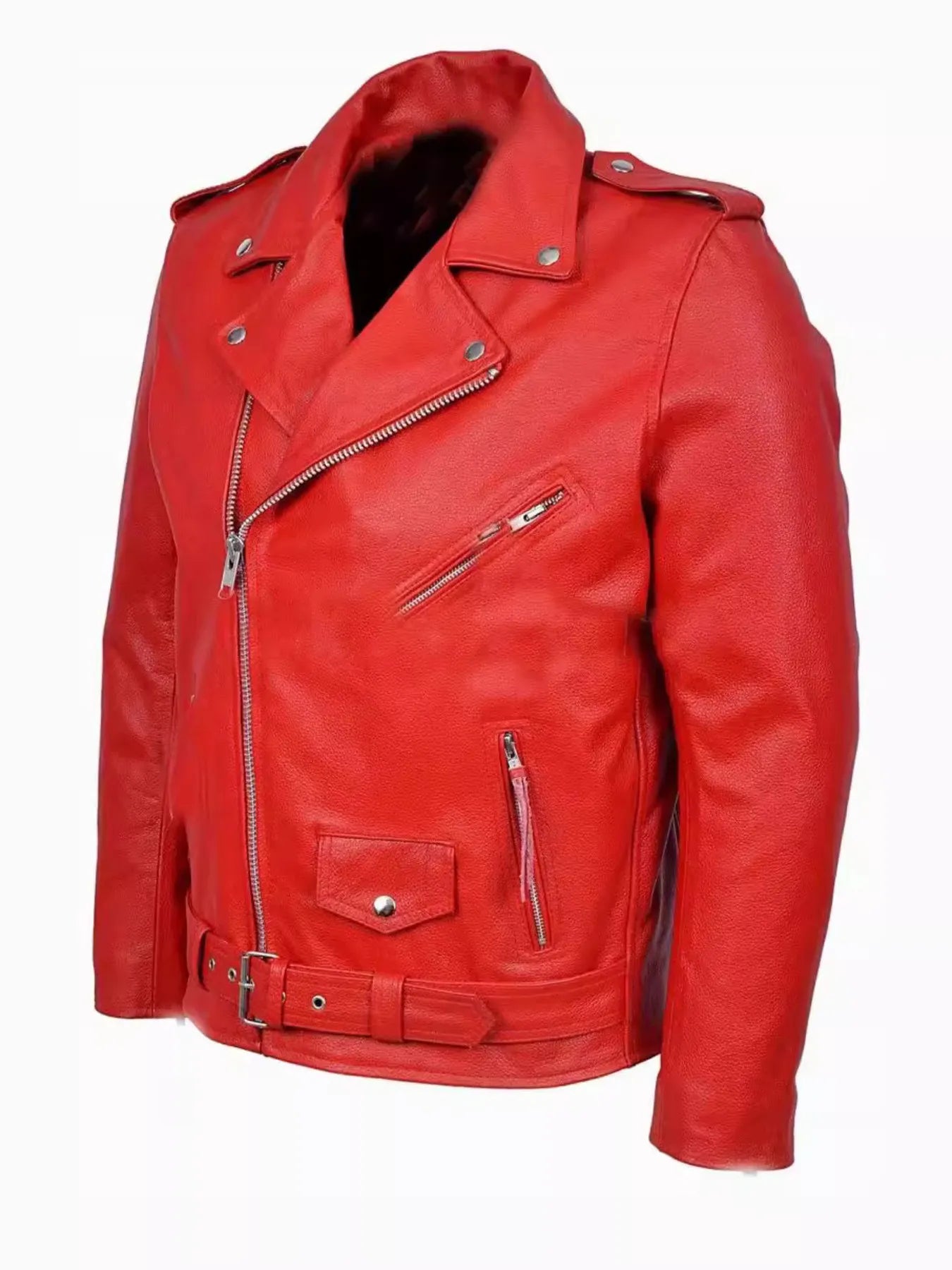 Men's Plus Size Zip Up Leather Motorcycle Jacket