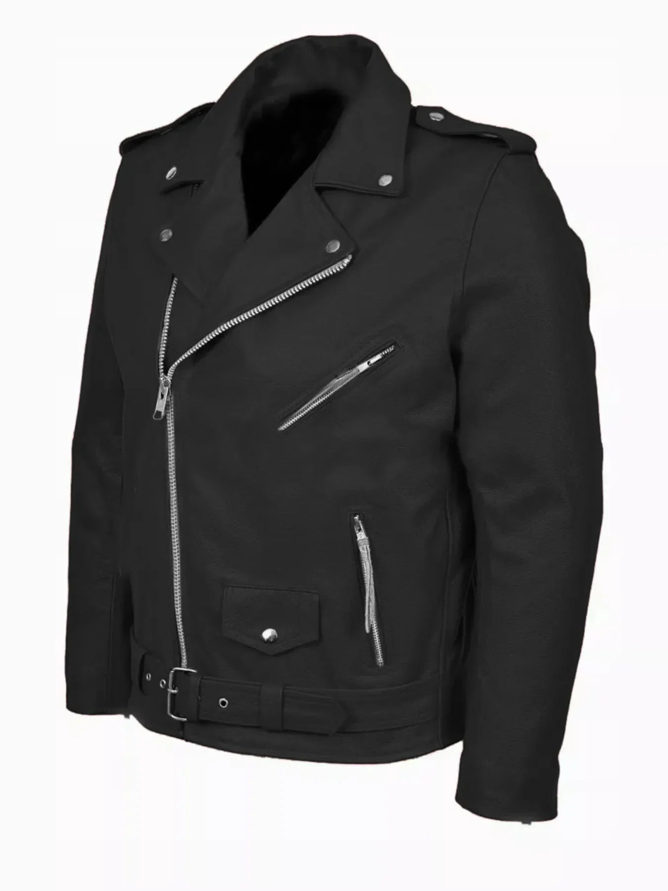 Men's Plus Size Zip Up Leather Motorcycle Jacket