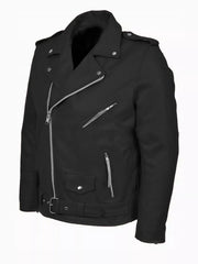 Men's Plus Size Zip Up Leather Motorcycle Jacket
