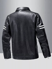 Men's Plus Size Zip Up Leather Motorcycle Jacket