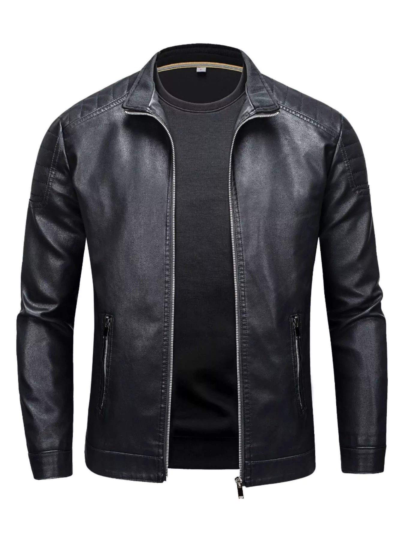 Men's Plus Size Zip Up Long Sleeve Jacket Black / M