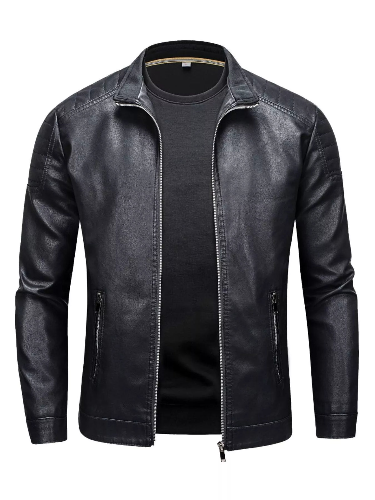 Men's Plus Size Zip Up Long Sleeve Jacket Black / M