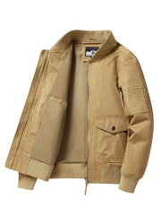 Men's Plus Size Zip Up Long Sleeve Jacket Khaki / M