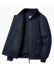 Men's Plus Size Zip Up Long Sleeve Jacket Navy Blue / M