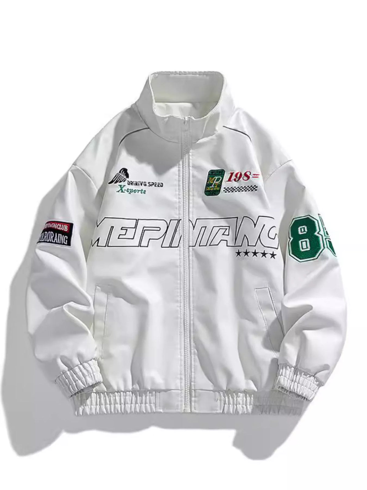 Men's Plus Size Zip Up Long Sleeve Jacket White / M