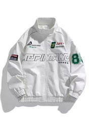 Men's Plus Size Zip Up Long Sleeve Jacket White / M