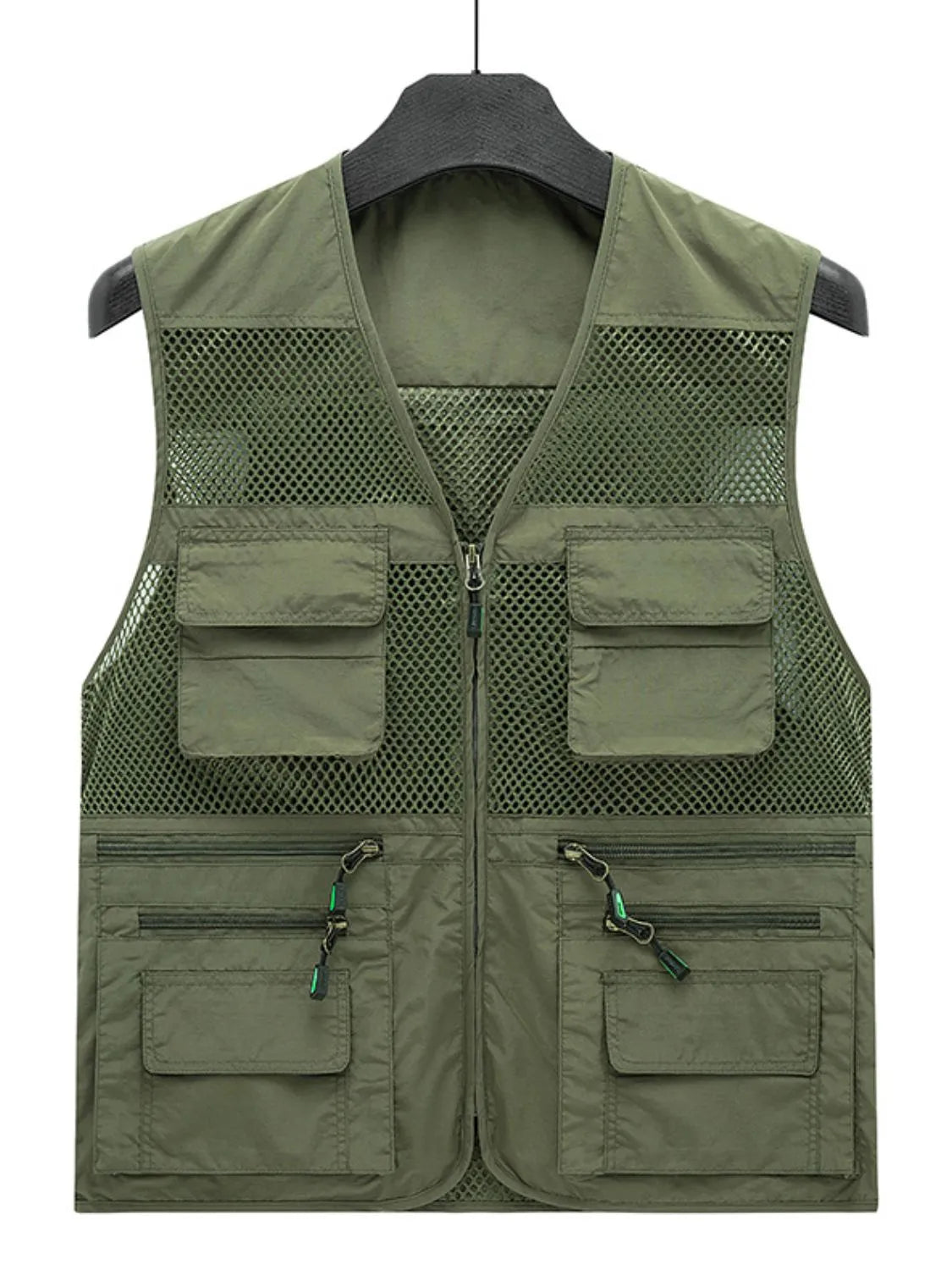 Men's Plus Size Zip Up Mesh Vest Army Green / M