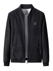 Men's Plus Size Zip Up Textured Jacket Black / M