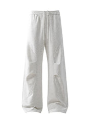 Men's Pocket Drawstring Sweatpants White Flower Gray / S