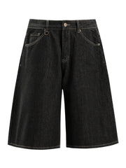 Men's Pocketed Loose Fit Denim Shorts Black / S