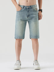 Men's Pocketed Wash Casual Denim Shorts