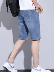 Men's Pocketed Wash Denim Shorts