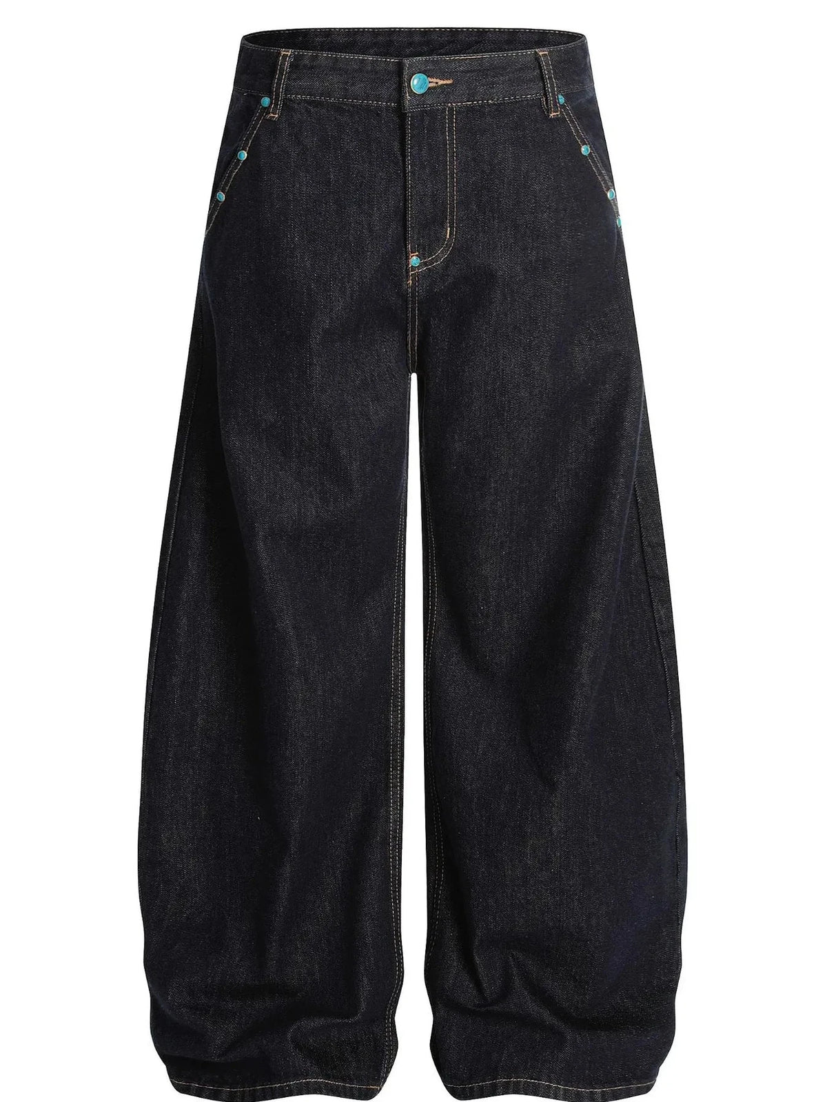 Men's Pocketed Wide Leg Jeans Black / S