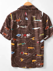 Men's Printed Button Up Short Sleeve Shirt