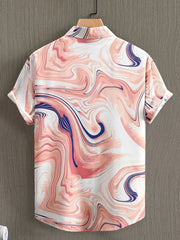 Men's Printed Button Up Short Sleeve Shirt