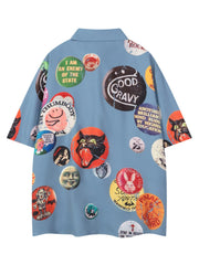 Men's Printed Button Up Short Sleeve Shirt