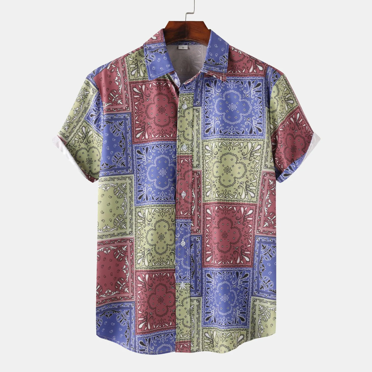 Men's Printed Short Sleeve Button-Up Shirt Multicolor / S