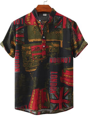Men's Printed Short Sleeve Casual Shirt Multicolor / S
