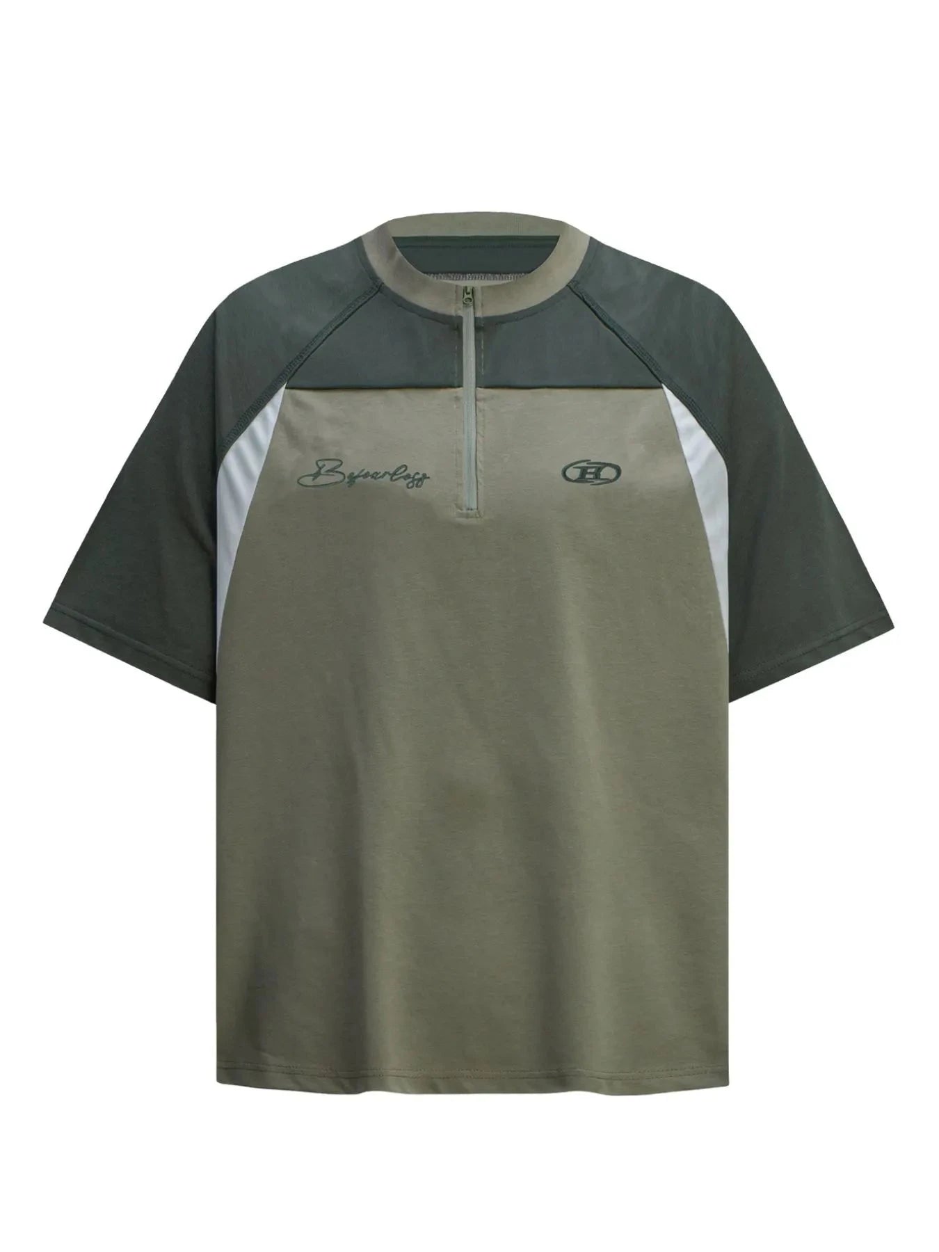 Men's Quarter-Zip Color Block T-Shirt Green / S