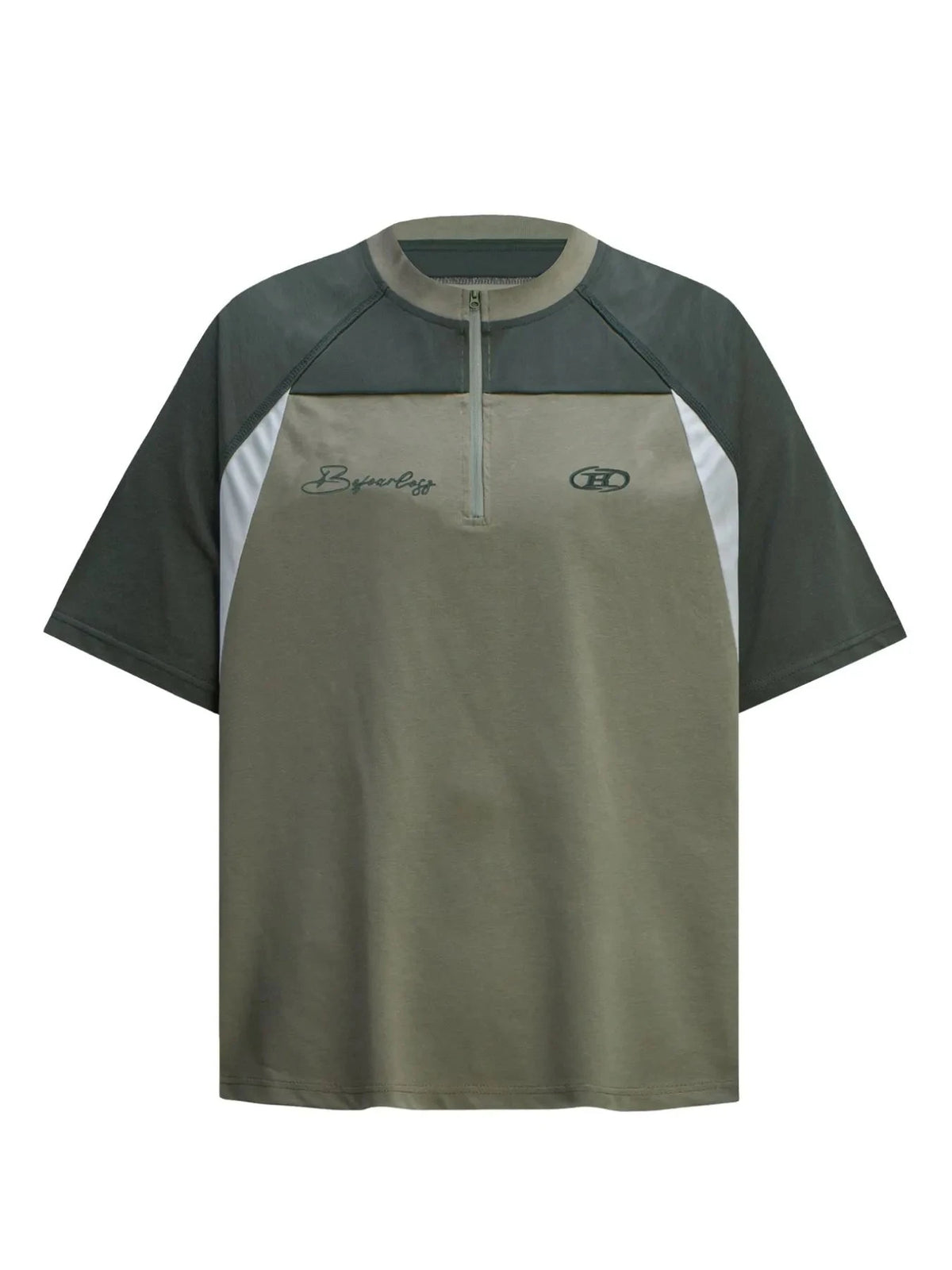 Men's Quarter-Zip Color Block T-Shirt Green / S